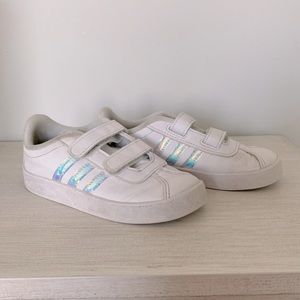 Girls iridescent adidas court Velcro  sneakers. Size 10K